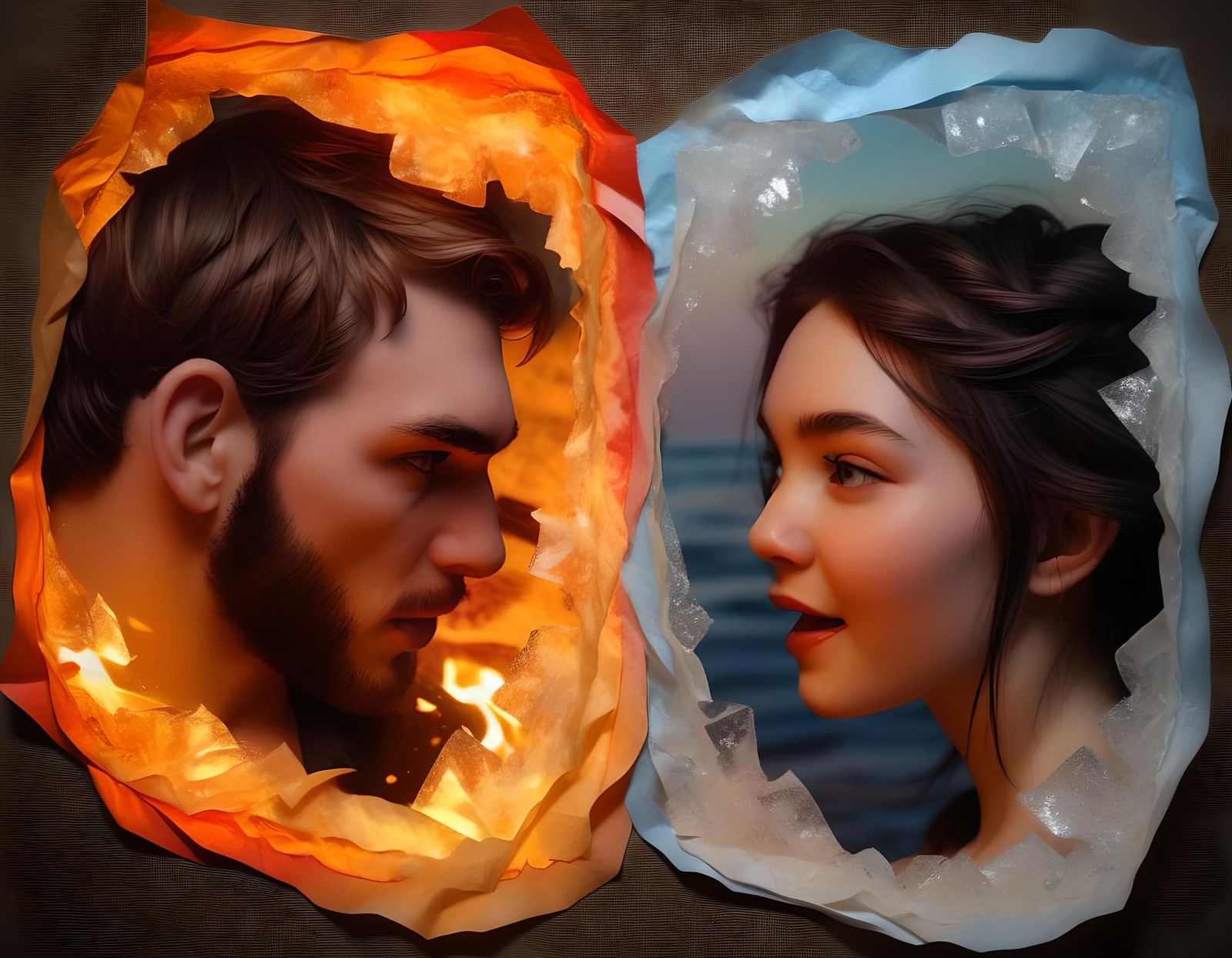 Surreal Collage of Two Mad Figures