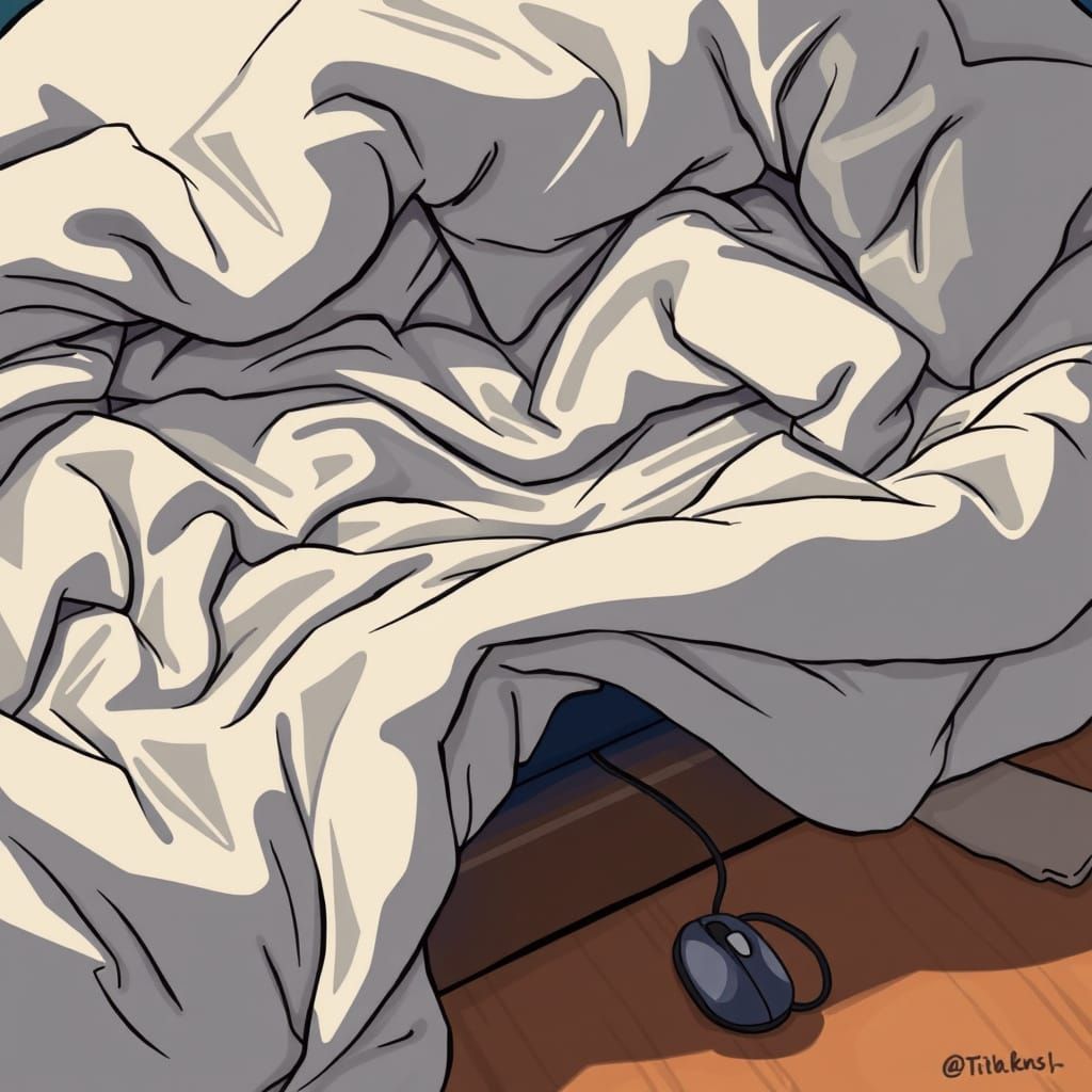 Wireless Mouse Hiding Under Bed in Keane Style