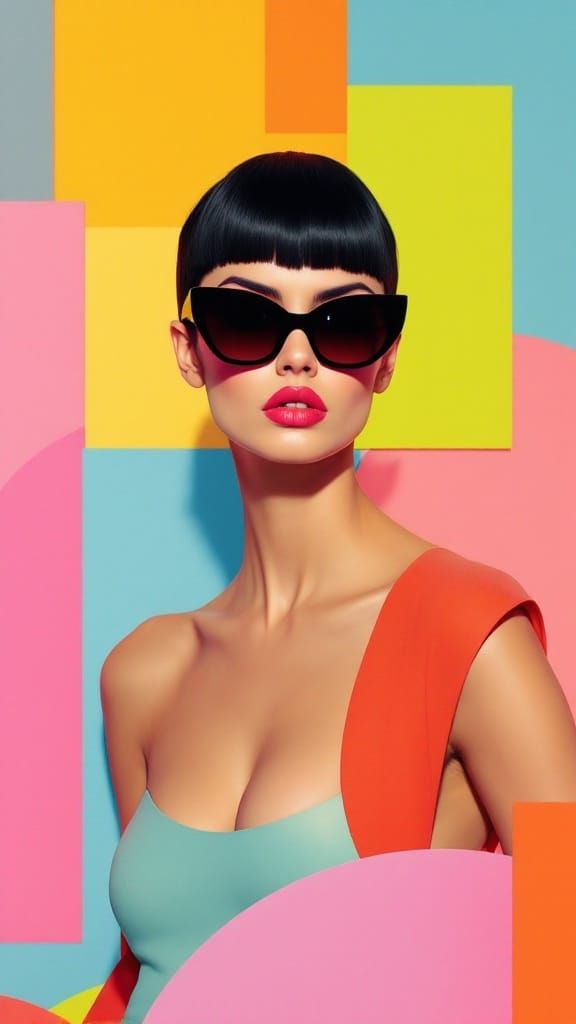 Confident Woman Poses in Vibrant Pop Art Scene