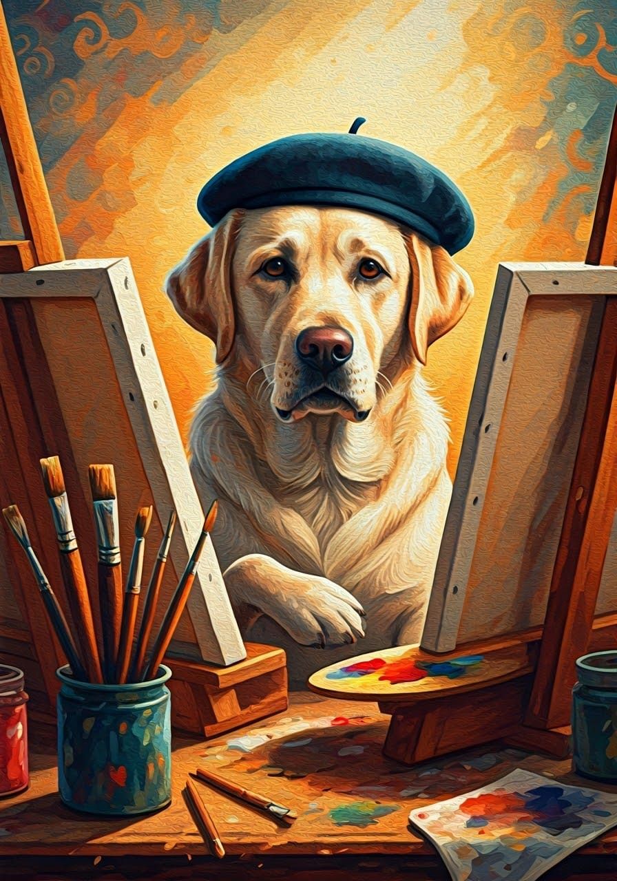 Labrador Artist in Cozy Studio