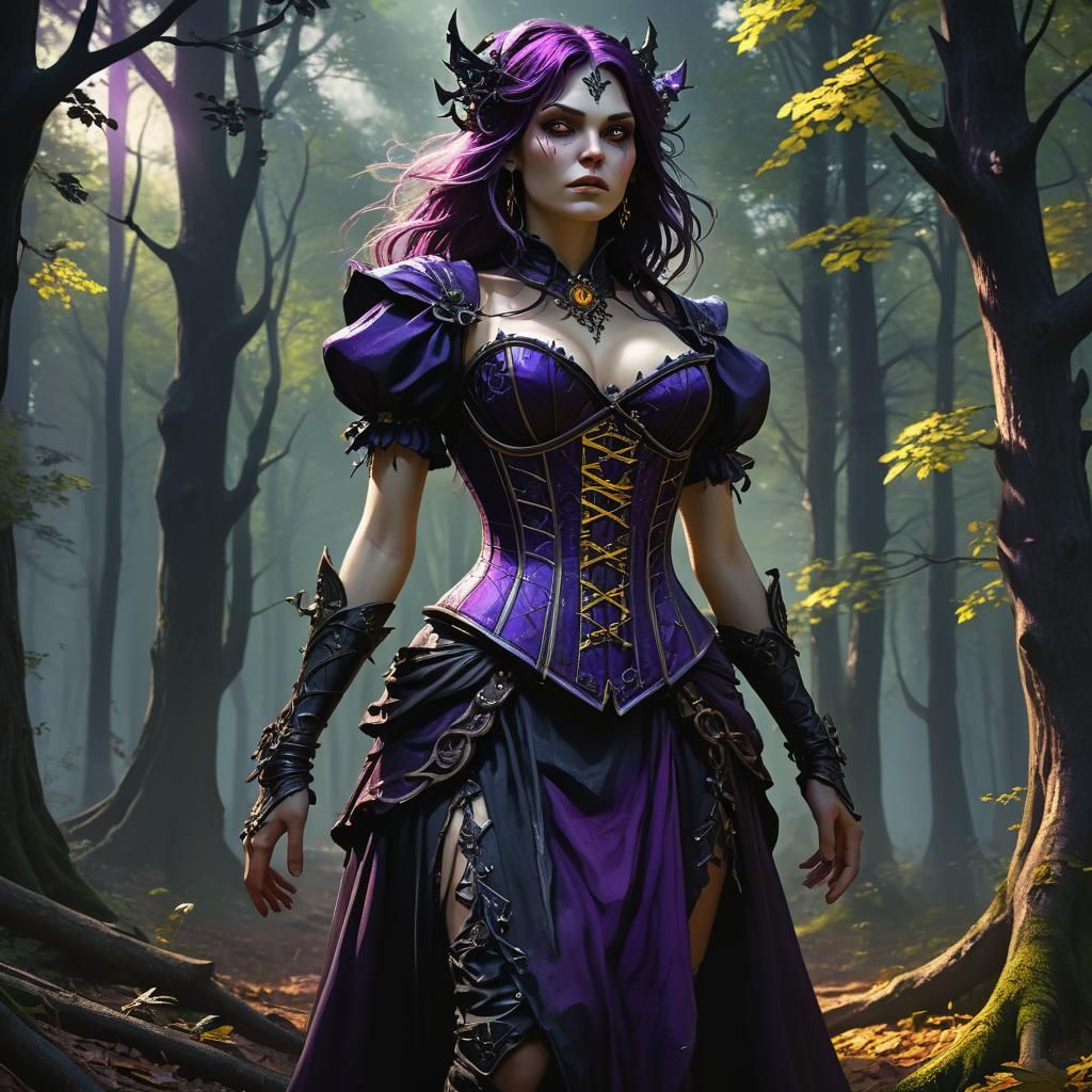 Evil Witch in Woods, Dark Fantasy Concept Art