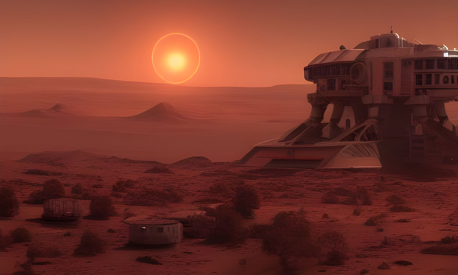 Martian Sunrise: Humanity's First Outpost in Digital Art
