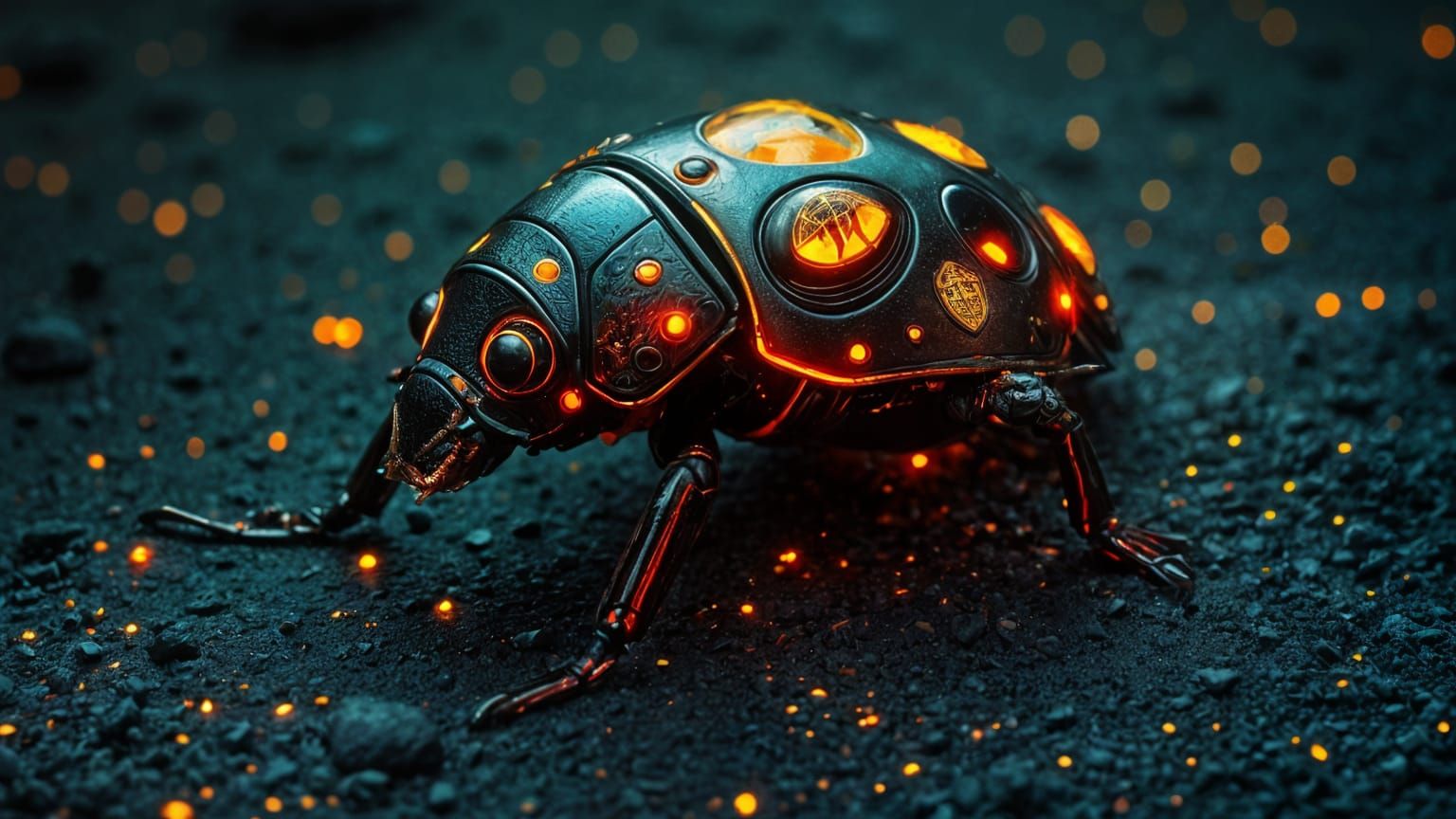 Biomechanical Scarab Beetle on a Leaf