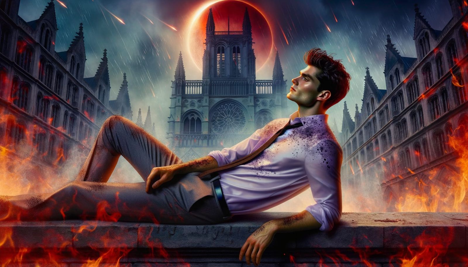 Vampire Ablaze in Gothic Cathedral: 8K HDR