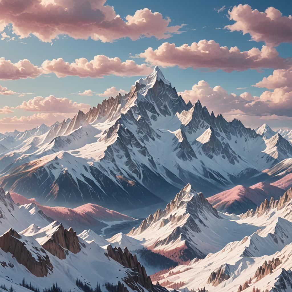 Majestic Snow Mountains in Pastel Hues