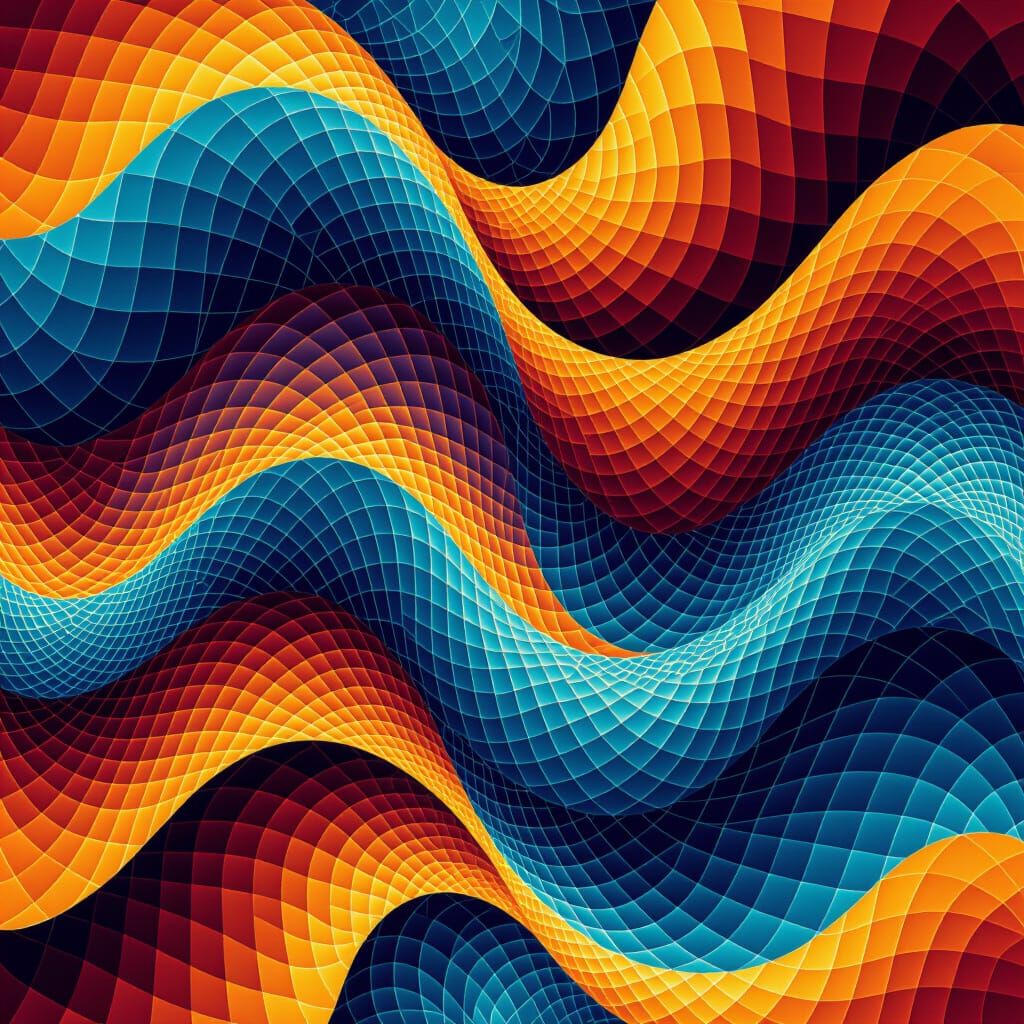 Vibrant Abstract Fractal Wave Pattern in 3D