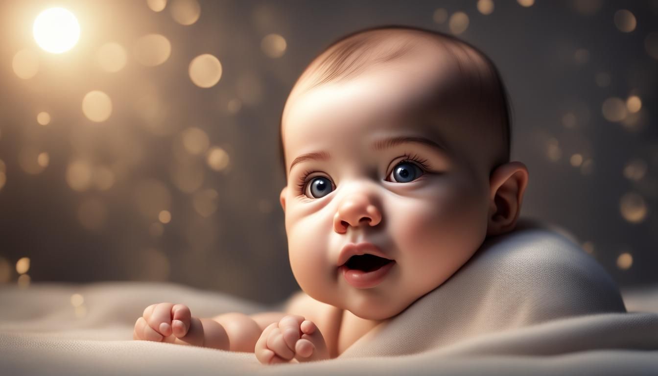 Captivating Baby Portrait in Moonlight, Hyper-Realistic 8k