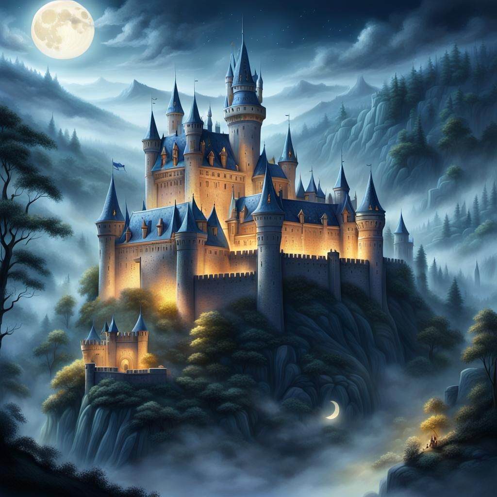 Moonlit Grandeur in Dreamy Hyper-Detailed Style