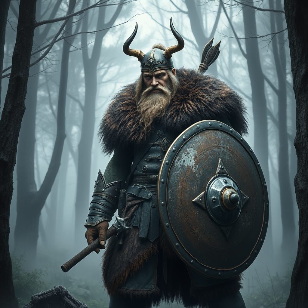 Viking Warrior Guards the Forest
