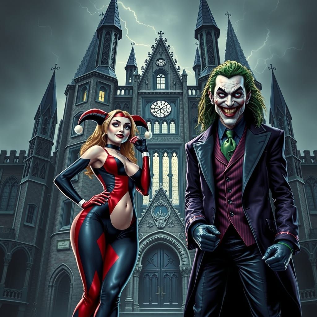 Joker and Harley Escape Arkham: Burtonesque Digital Art