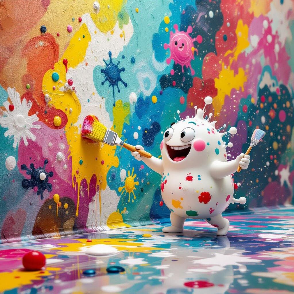 Microbes Joyfully Paint Abstract Mural in Petri Dish