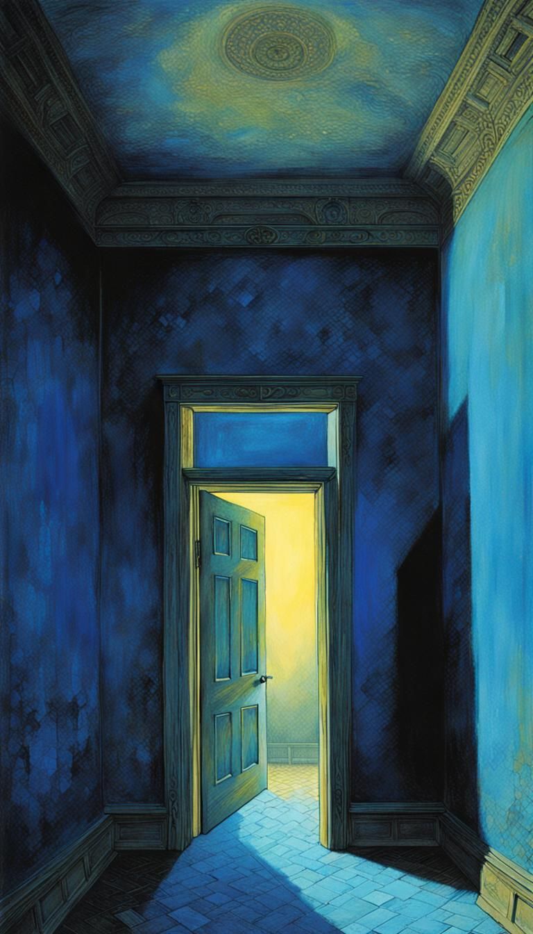 Eerie Figure Emerges from Shadow in Beksiński Style