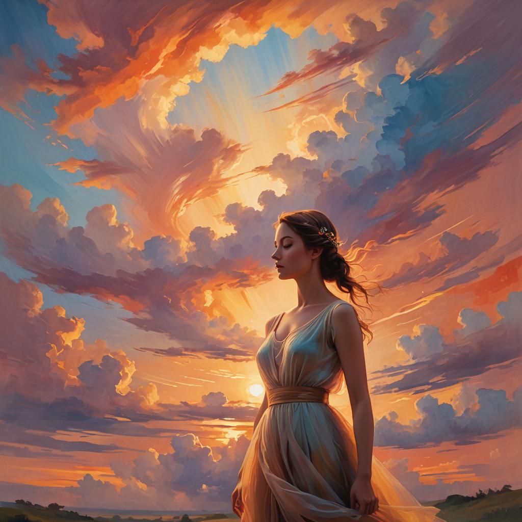 Impressionist Sunset Portrait with Double Exposure