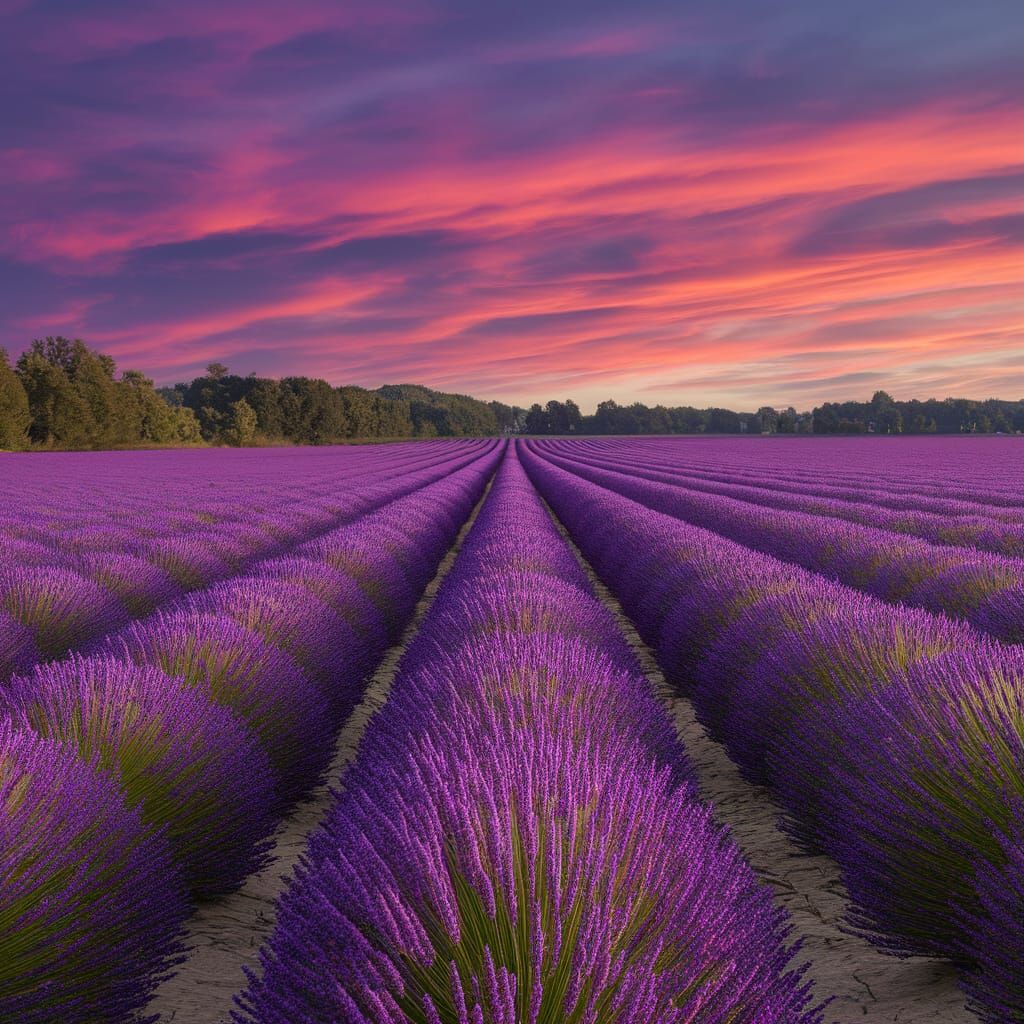Abstract Dystopian Landscape in Lavender and Brass