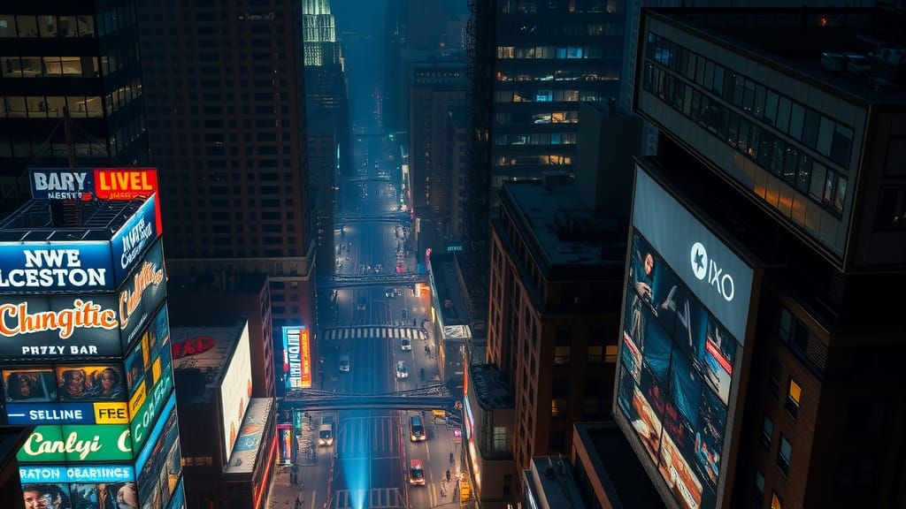 New York Street from Empire State Building in Alcohol Ink St...