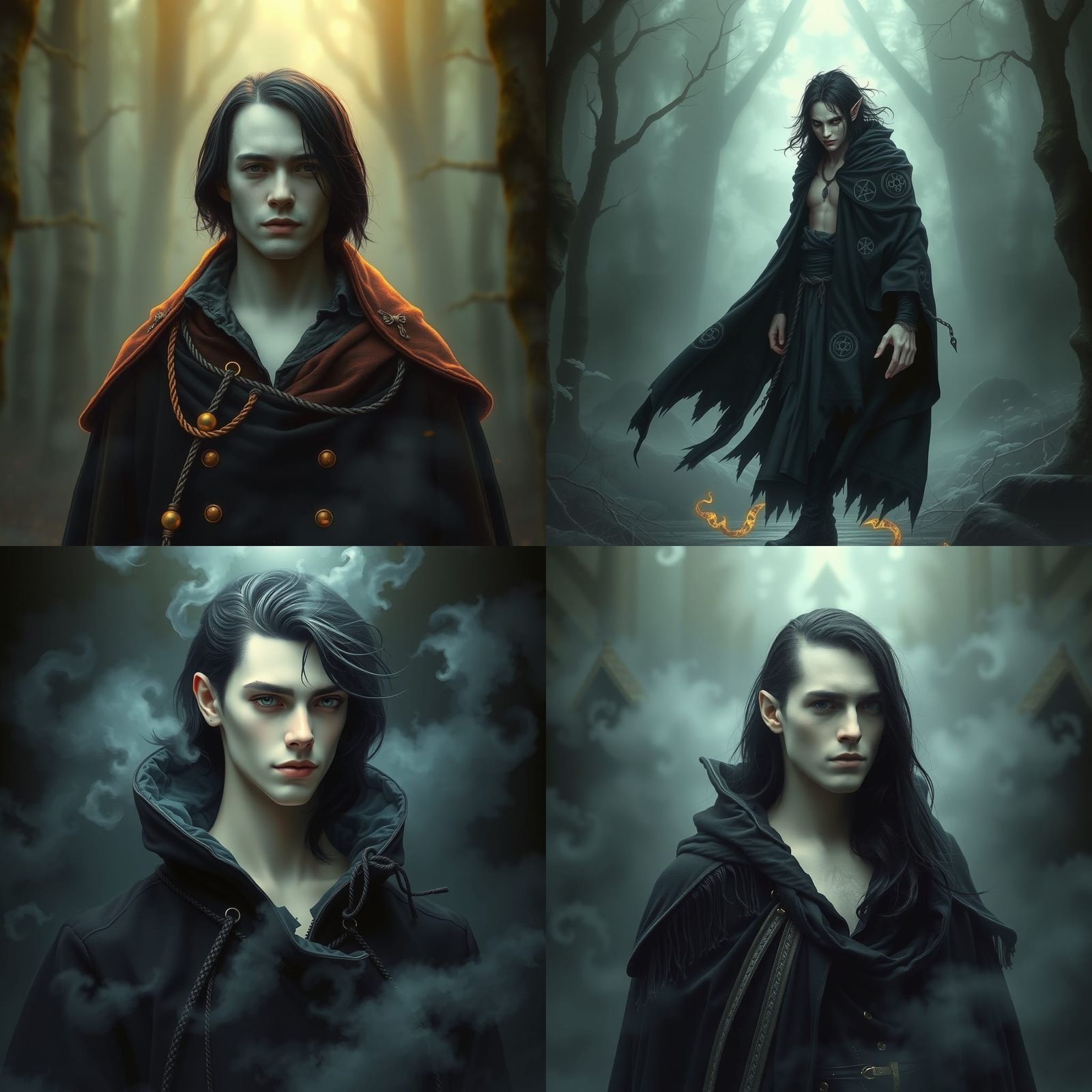 Ethereal Dhampir in Misty Fantasy Landscape