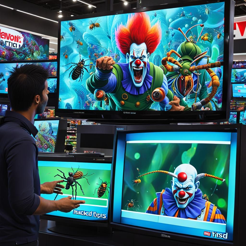 "This clown hacked our screens last night now all we've got are bugs in the system"