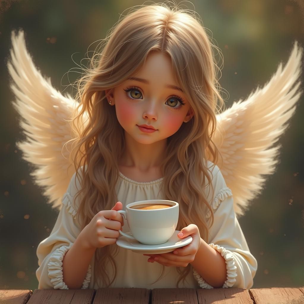 Angel Having Coffee: A Moment of Serenity
