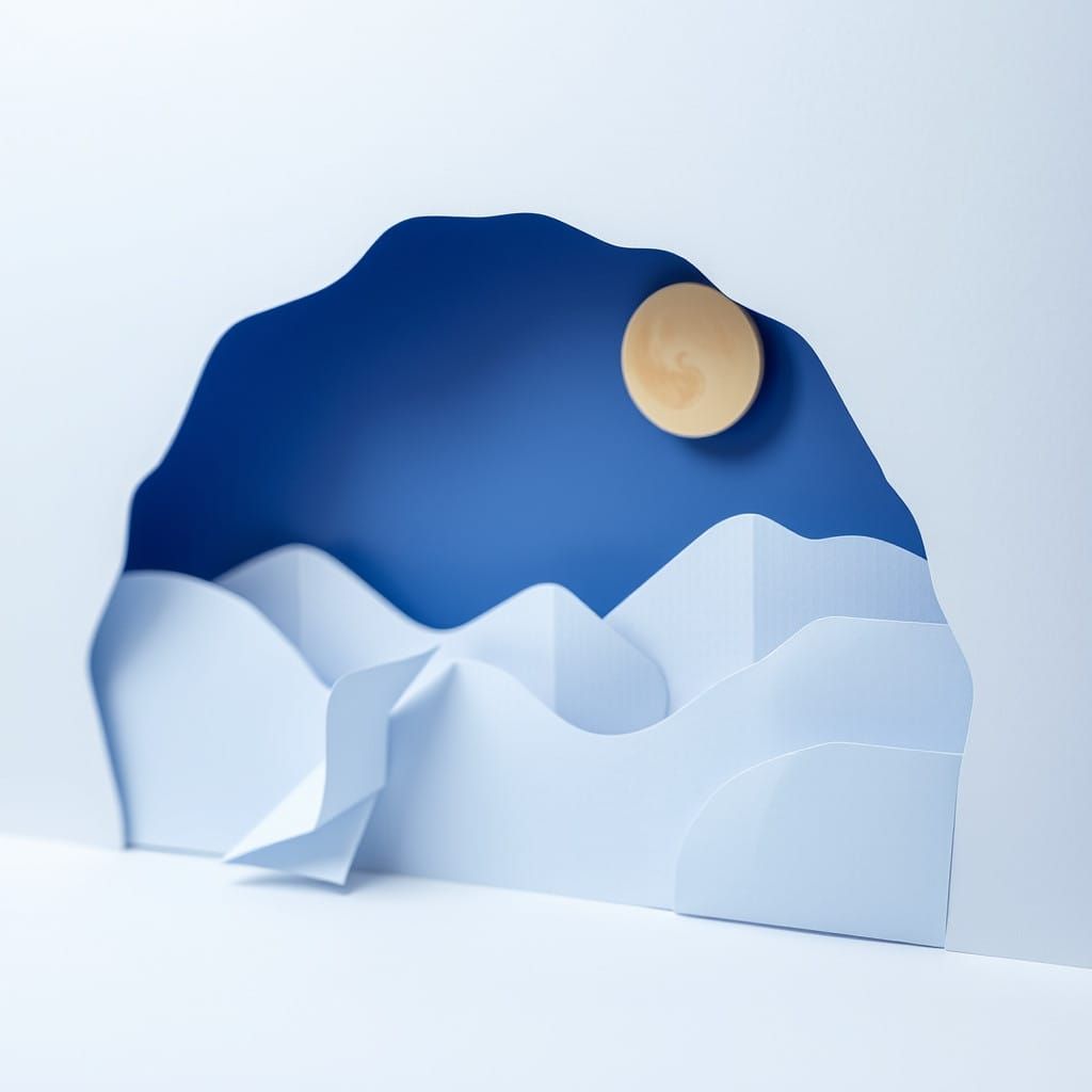 Morning's Bittersweet Transition in Whimsical Origami Style