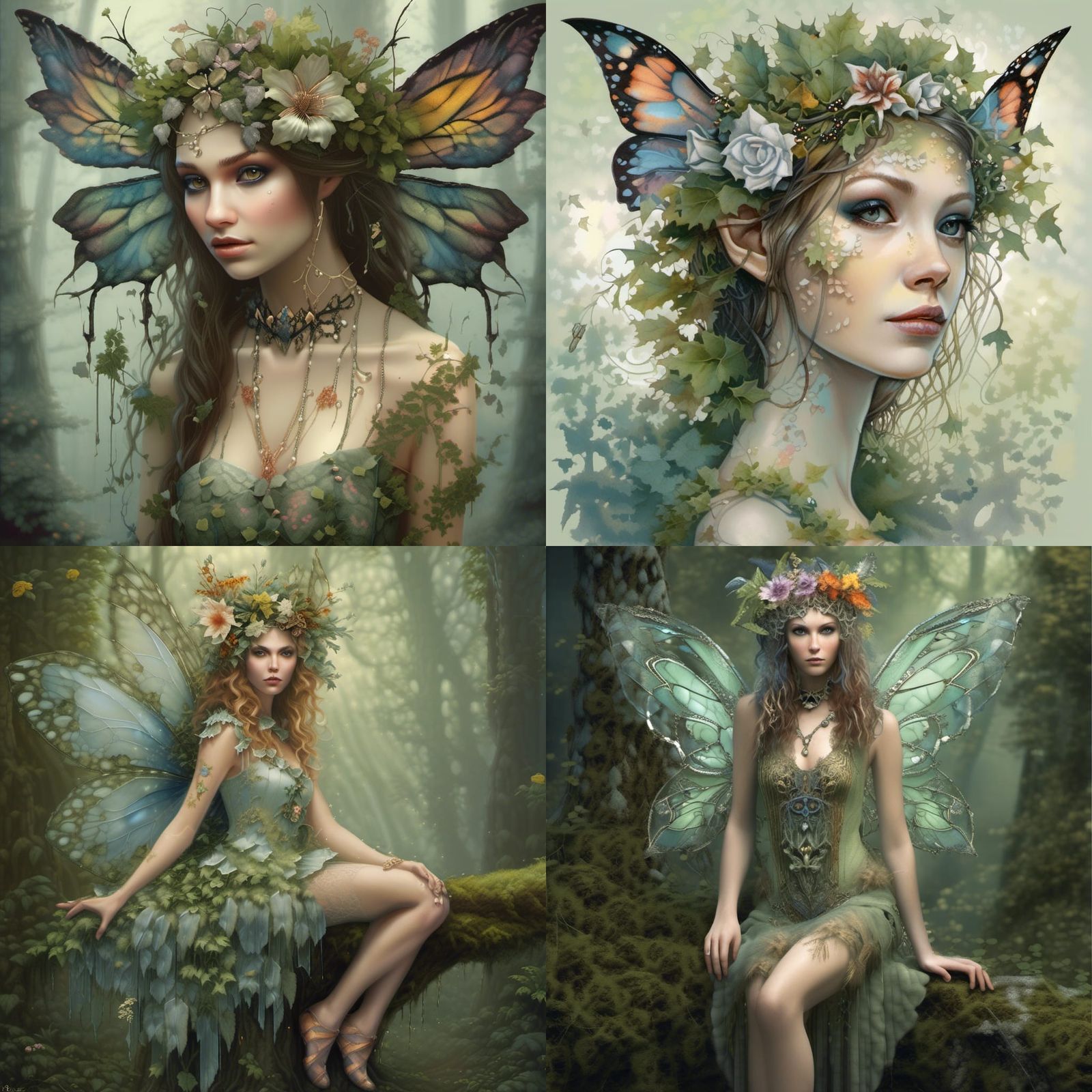Hyperrealistic Fairy Mugshot in Misty Woodland Scene