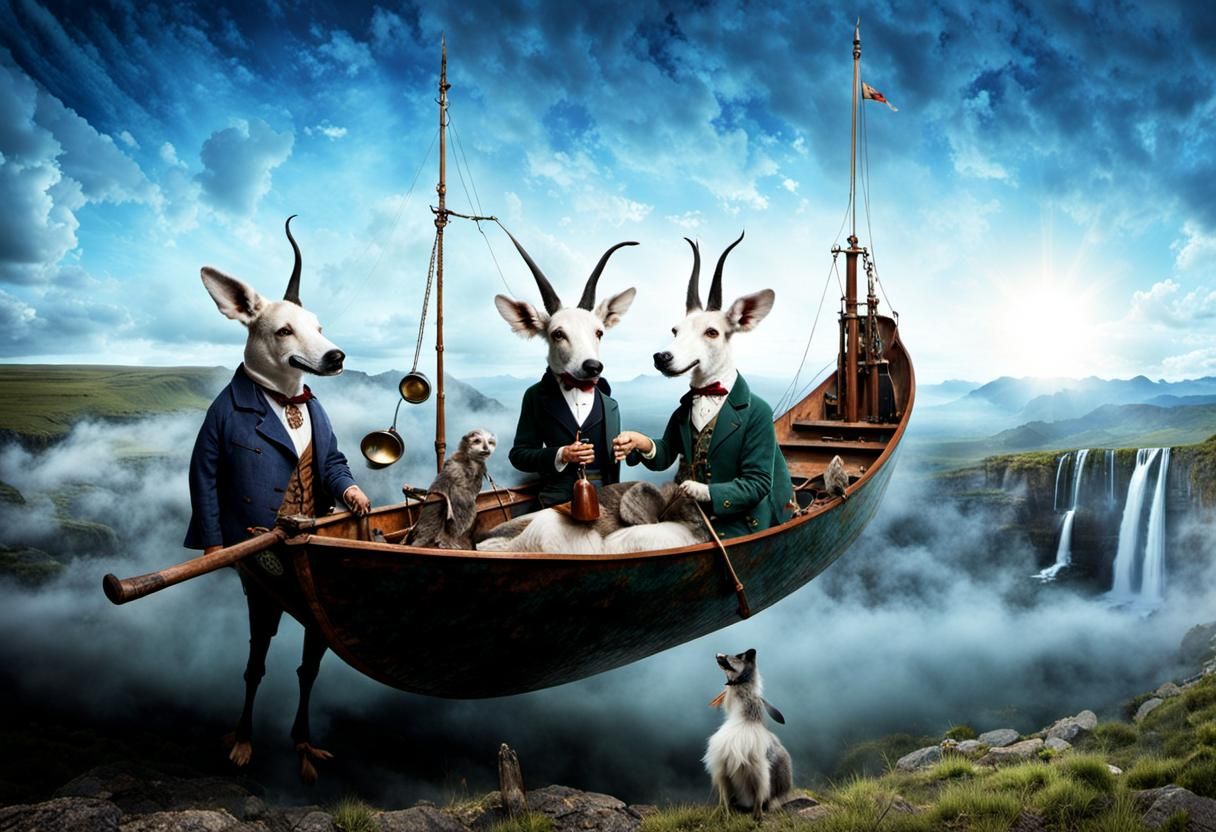 Surreal Restaurant Scene with Exotic Aliens, Professional Ph...