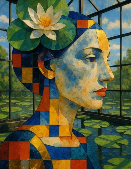 Abstract Geometric Portrait in Photographic Style