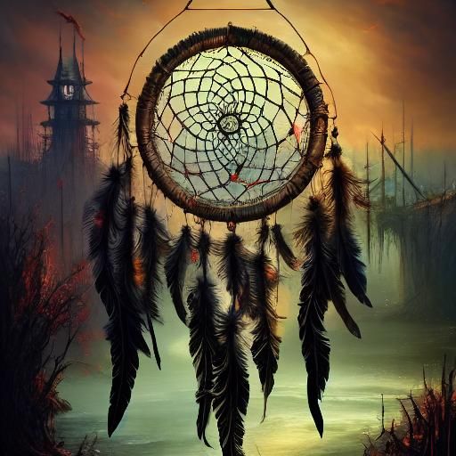 Dreamcatcher Captured by Darkness in Detailed Matte Painting