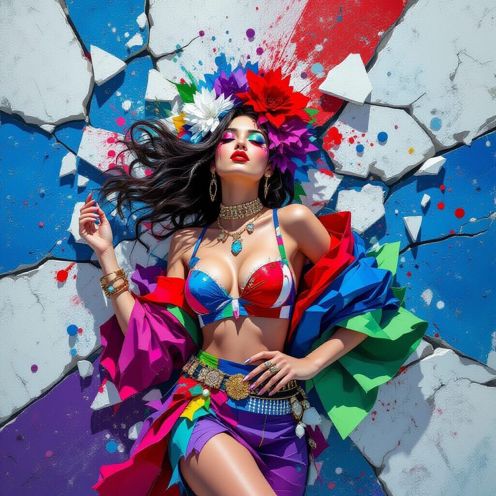 Colorful Carnage: A Digital Painting of a Woman