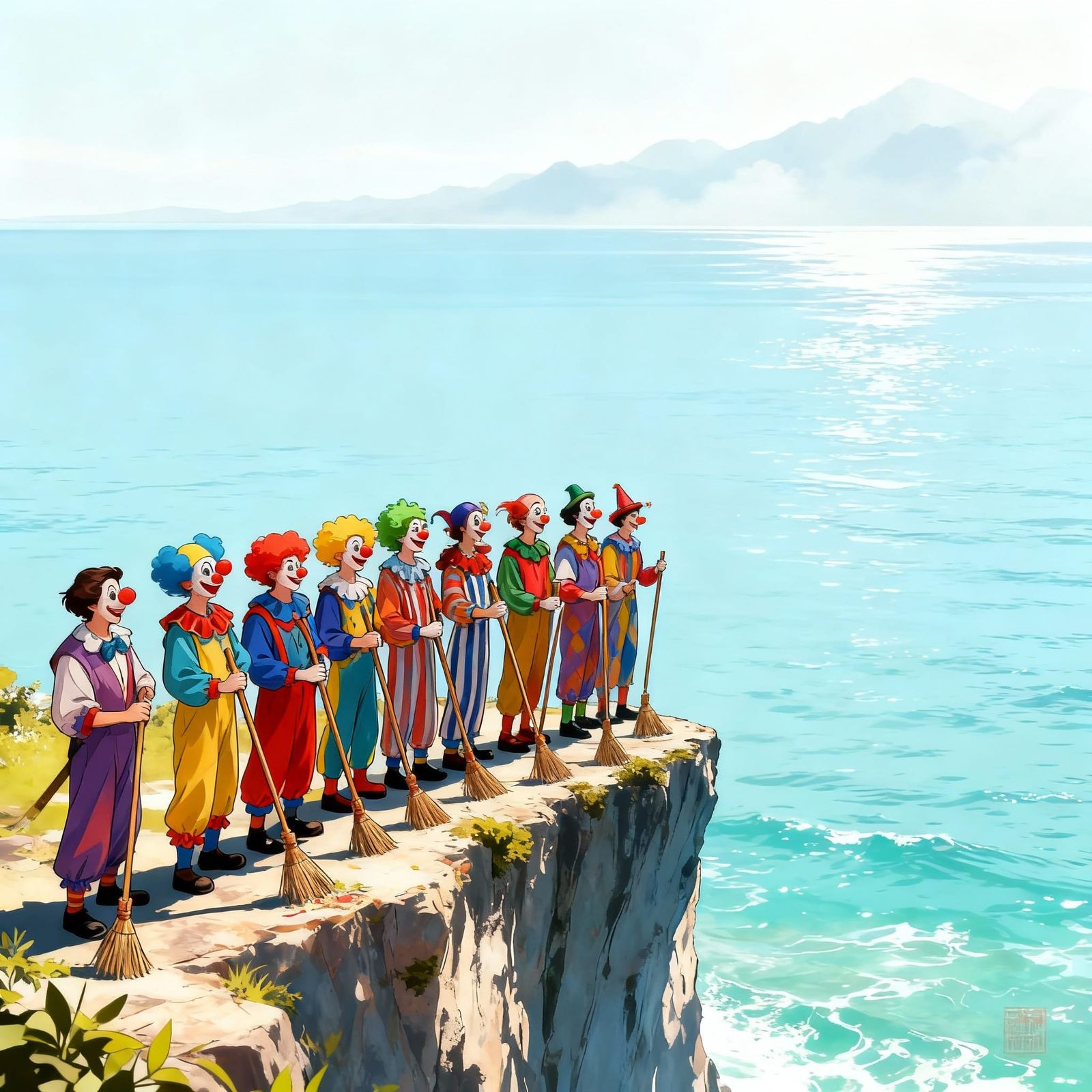 Samurai Warrior on Cliff Overlooking Sea in Ukiyo-e Style