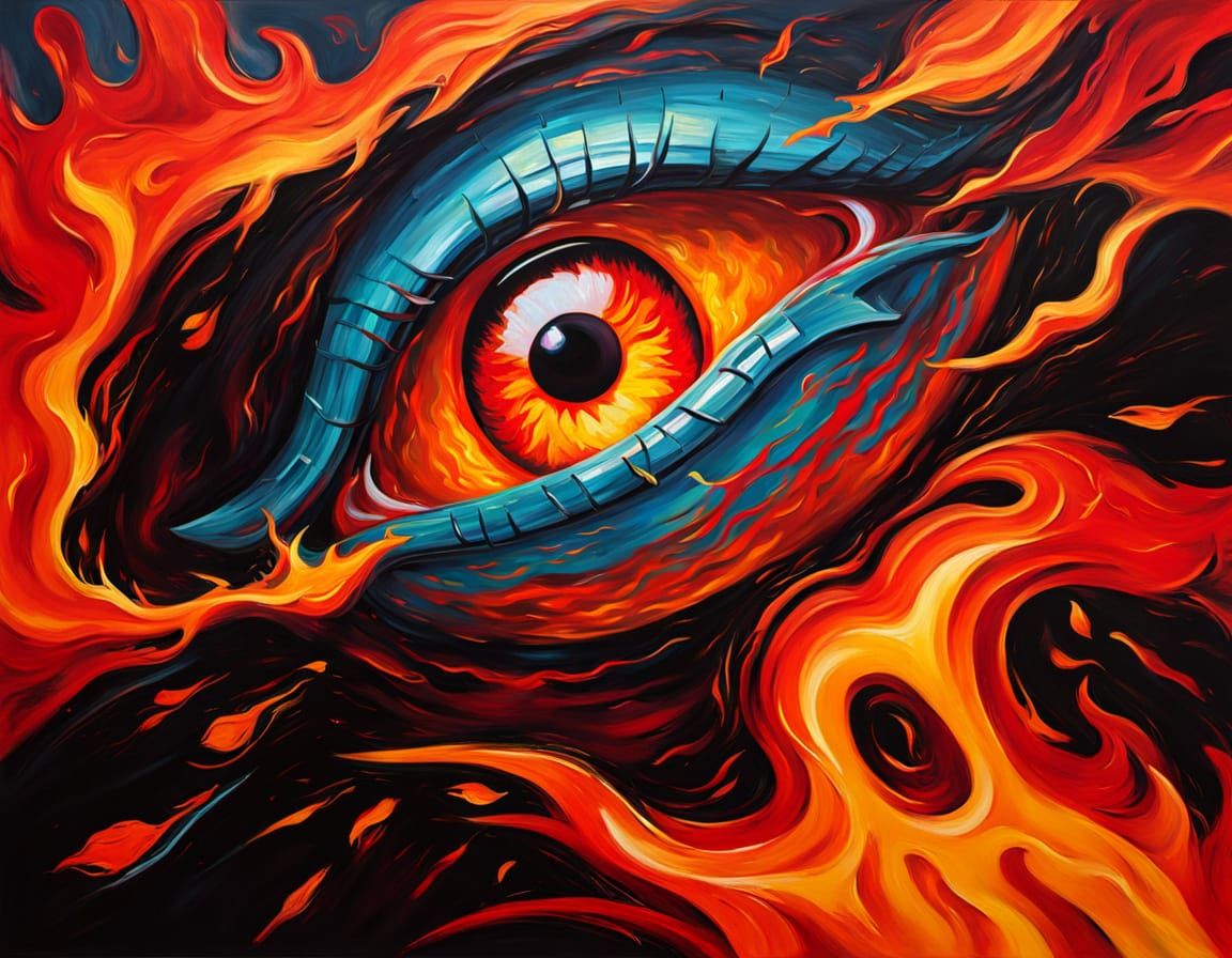 Flaming Chasm: A Vibrant Oil Painting