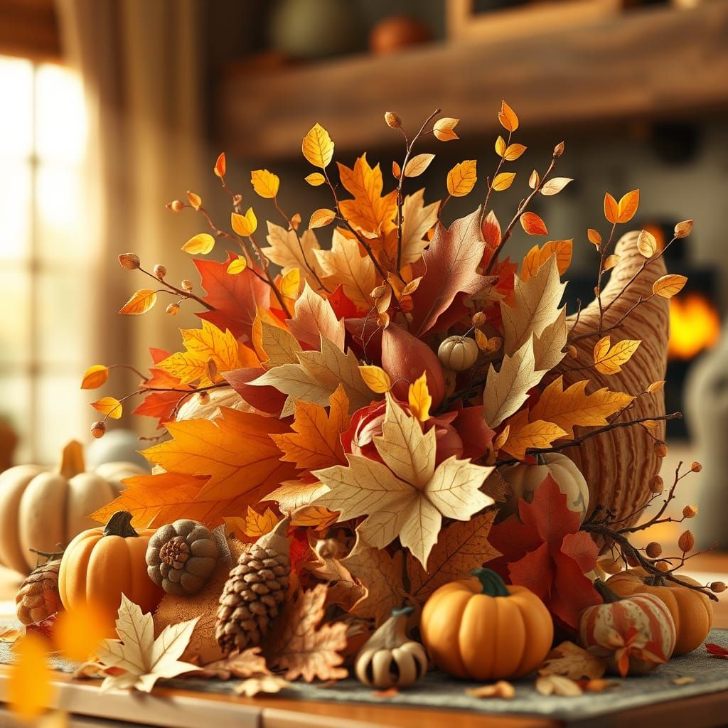 Autumn Bounty Paper Collage in Folk Art Style