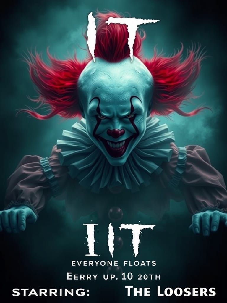 Creepy Victorian Clown Movie Poster in 2000s Digital Art Sty...