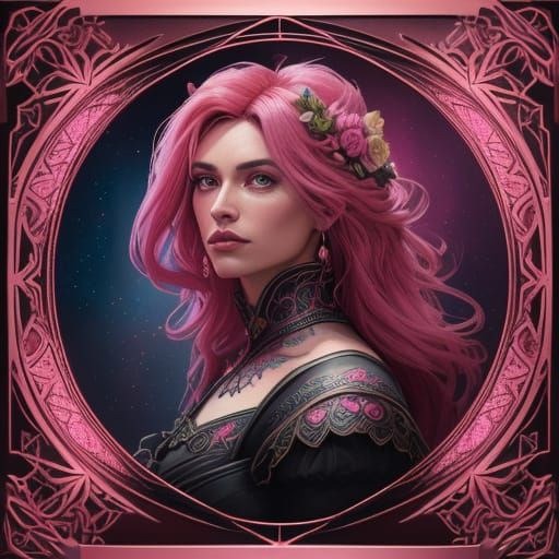 Pink Rose Masterpiece in Vibrant Synthwave Lighting