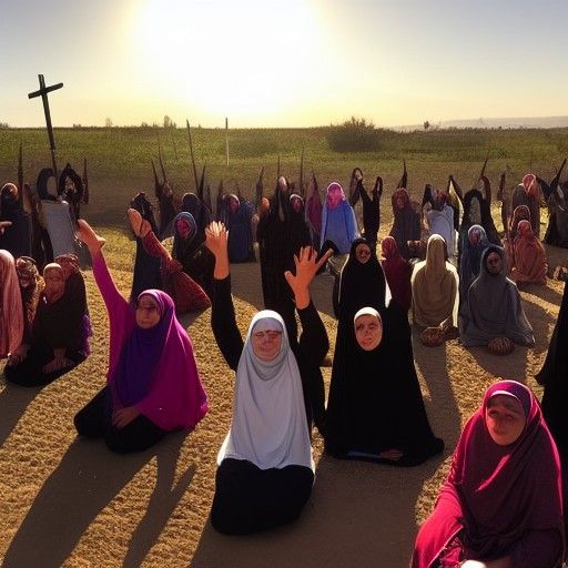 Queen and People Worshiping the Sun