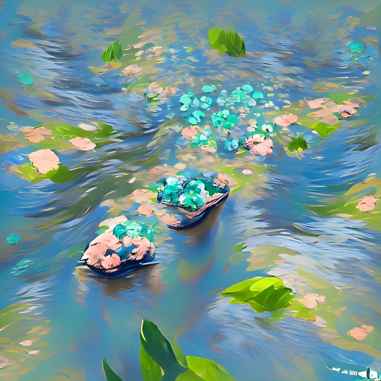 Impressionistic River Scene in Monet Style