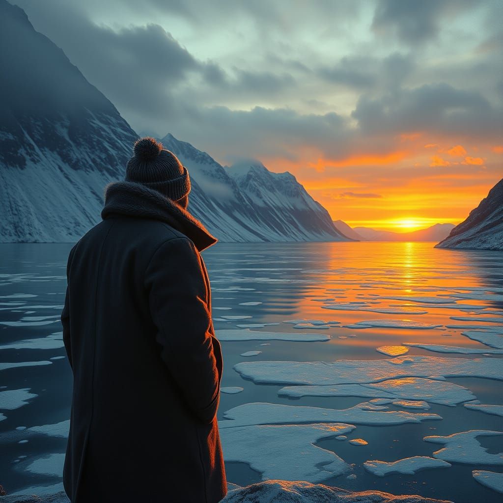 Norwegian Fjord Sunset in Winter