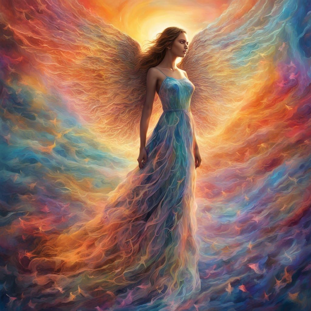 Surreal Angelic Being Radiates Growth and Strength in Vibran...
