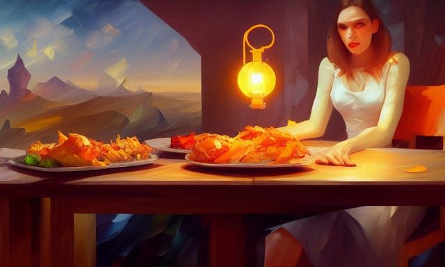 Vibrant Food Concept Art in Mixed Styles