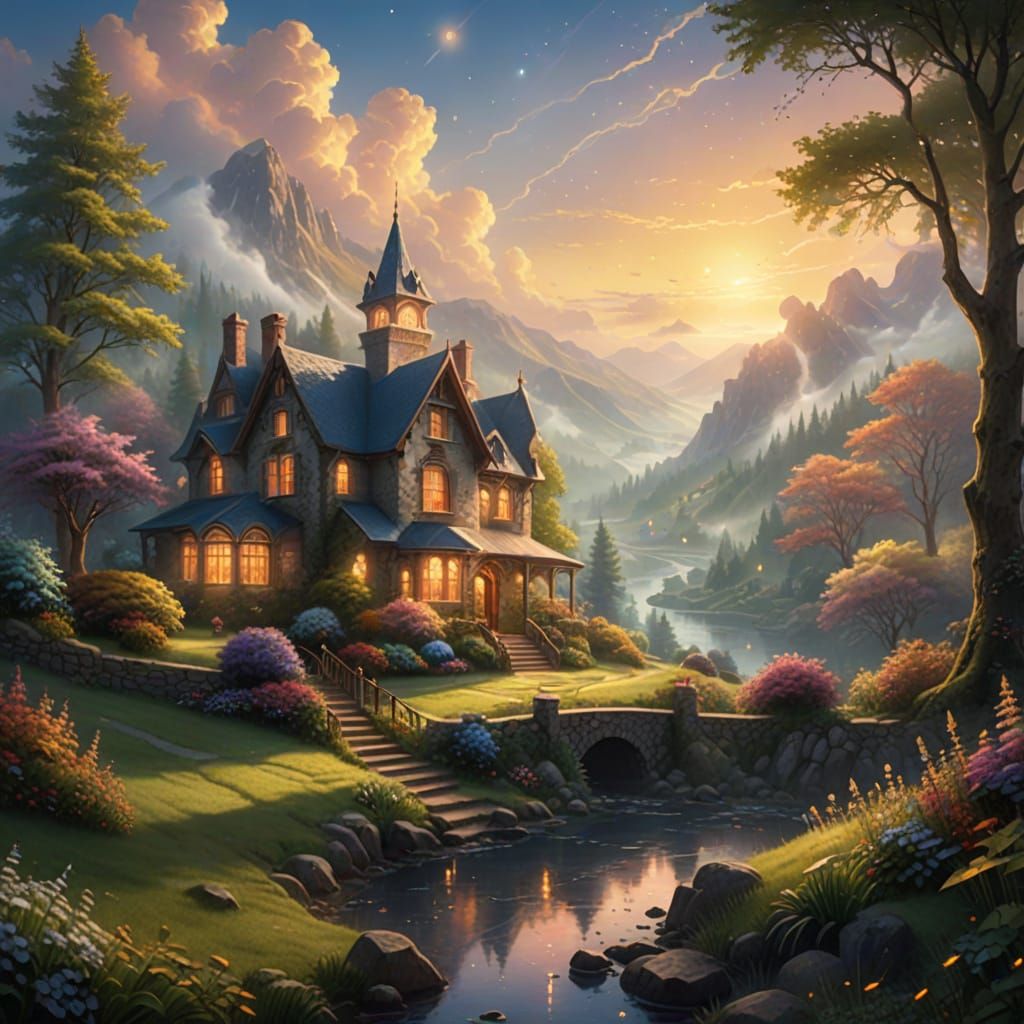 Softly Shining Star in Golden Mist