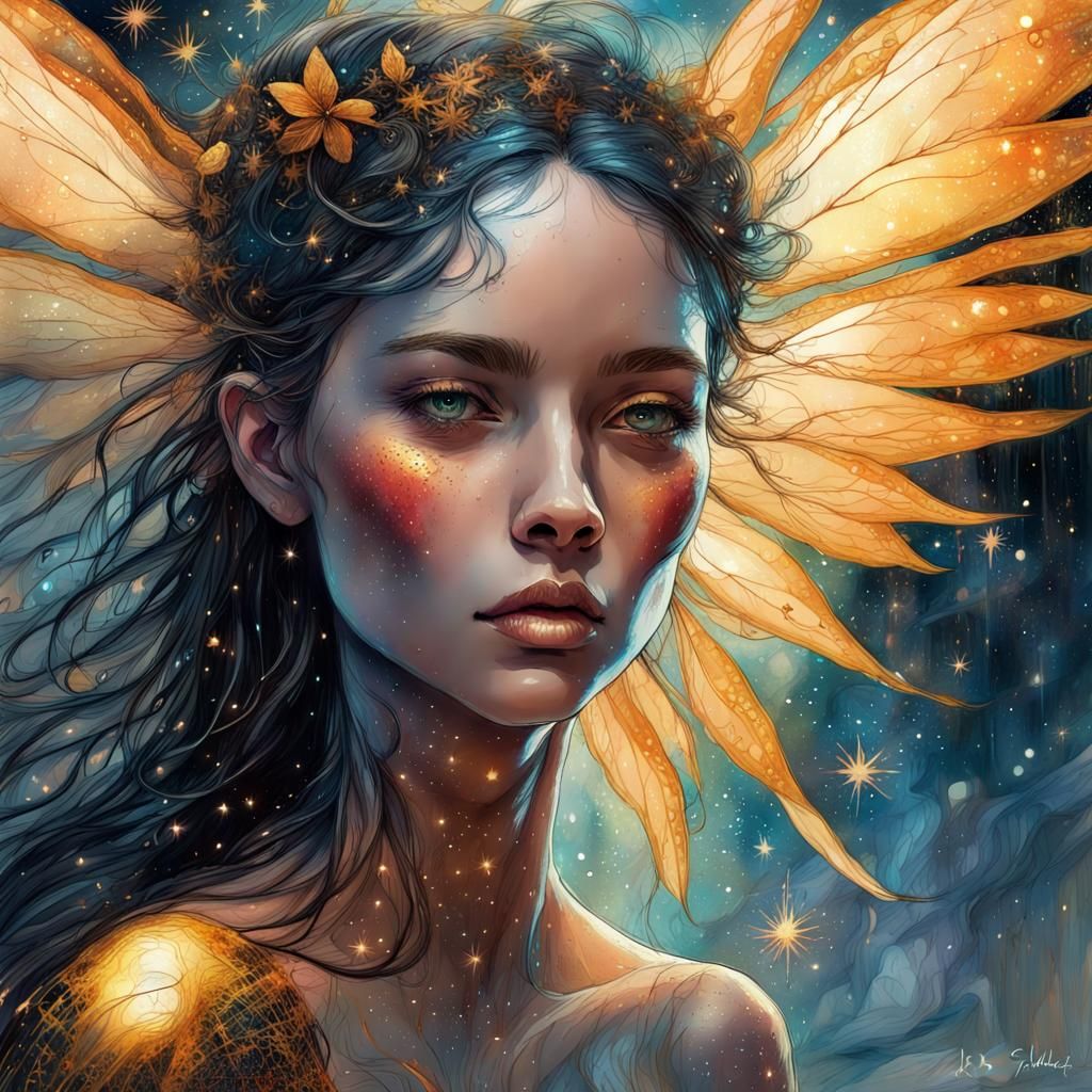 Glimmering Fairy Enchantress on a Firefly Night