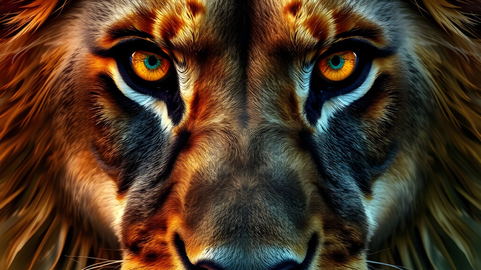 Detailed Lion's Eye Close-Up in Hyperrealistic Style