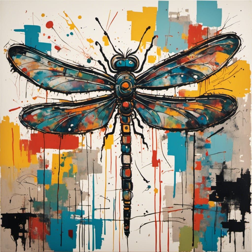 Iridescent Dragonfly with Holographic Texture
