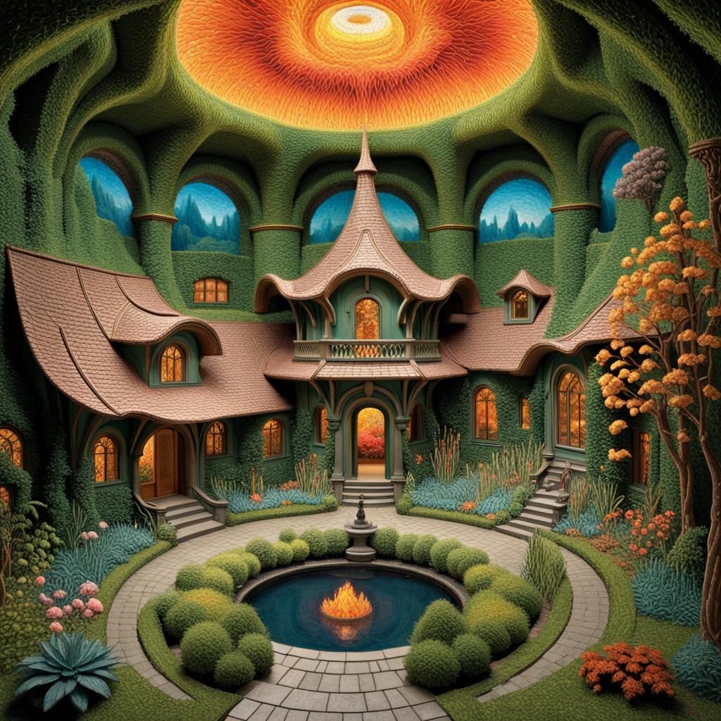 Fantasy Garden in 3D Stumpwork Style