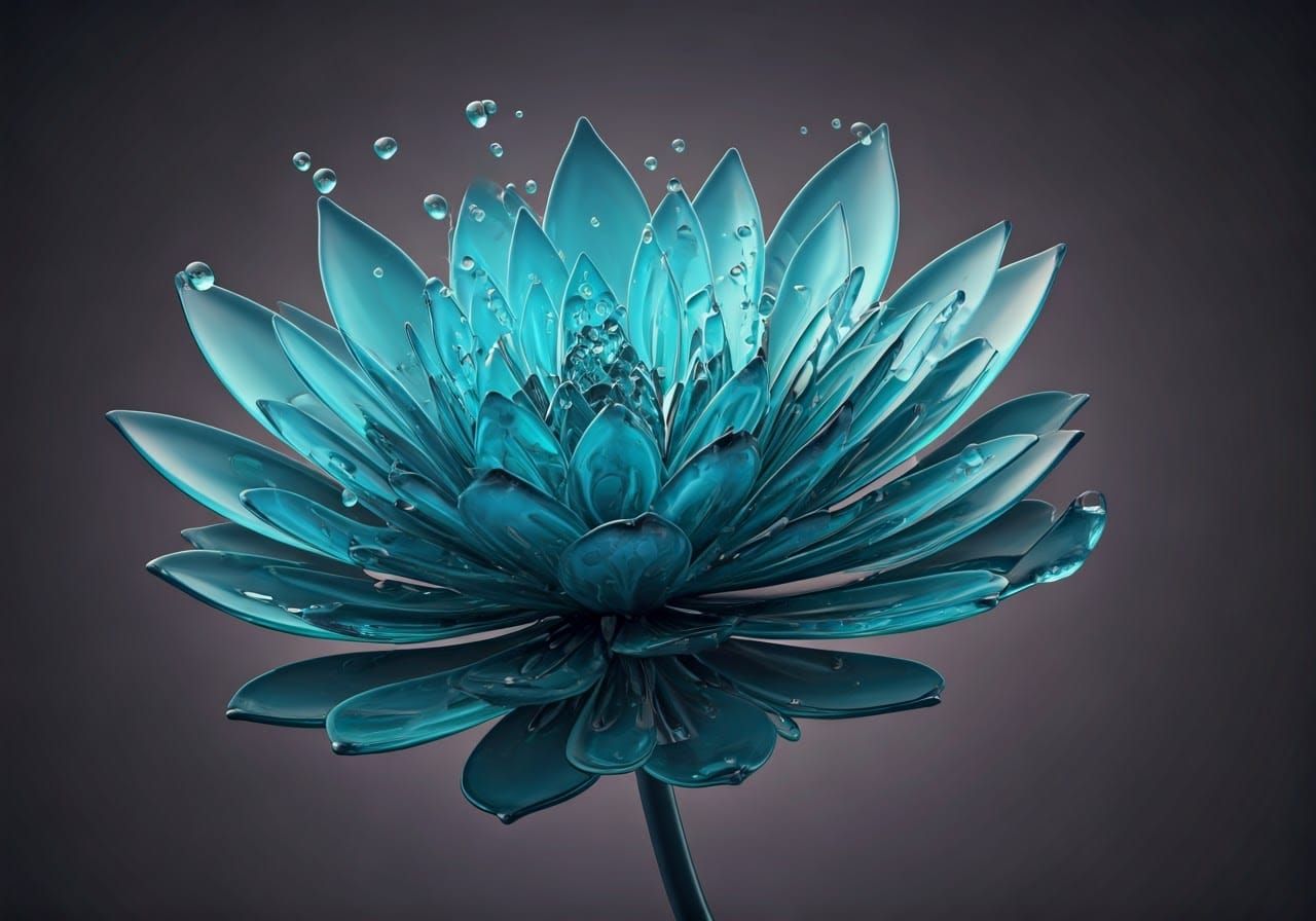 Vibrant Teal Flower Sculpture in Modern Surreal Style