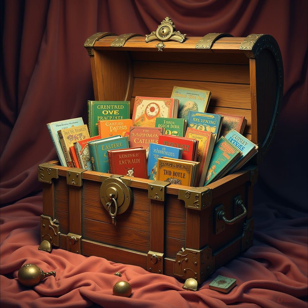 Whimsical Treasure Chest of Colorful Children's Books