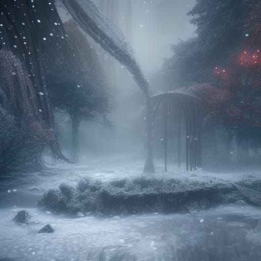 Beaded Rings in Freezing Rain, Digital Matte Painting