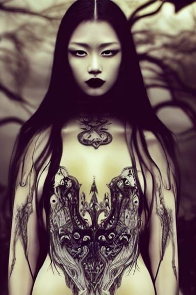 Ethereal Goddess of Death in Studio Ghibli Style