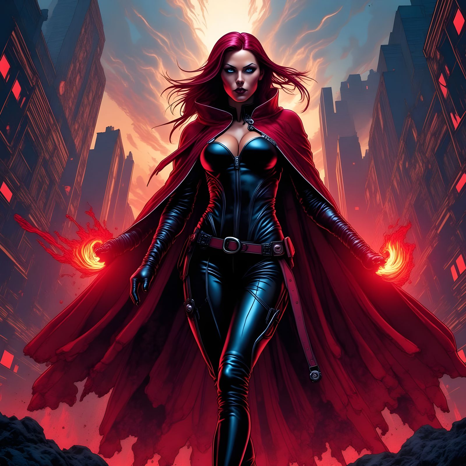 Scarlet Witch in Epic Fantasy Armor Ready for Battle