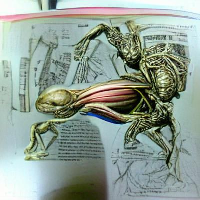 Alien Anatomy Study in Vesalius Style