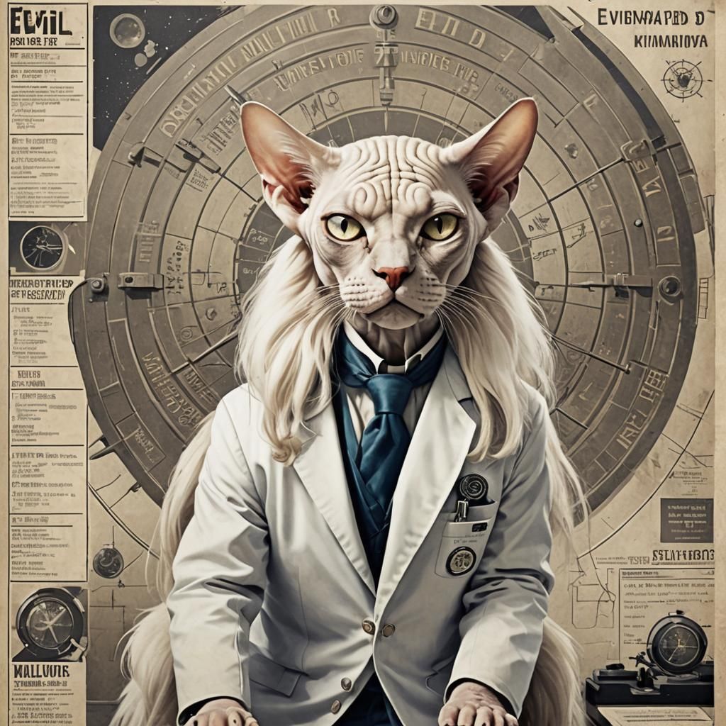 Anthropomorphic Cat Scientist Wanted Poster
